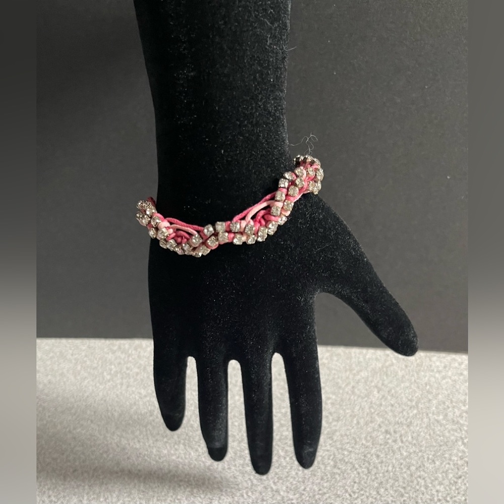 Rose Gonzales Pink Braided String Bling Bracelet